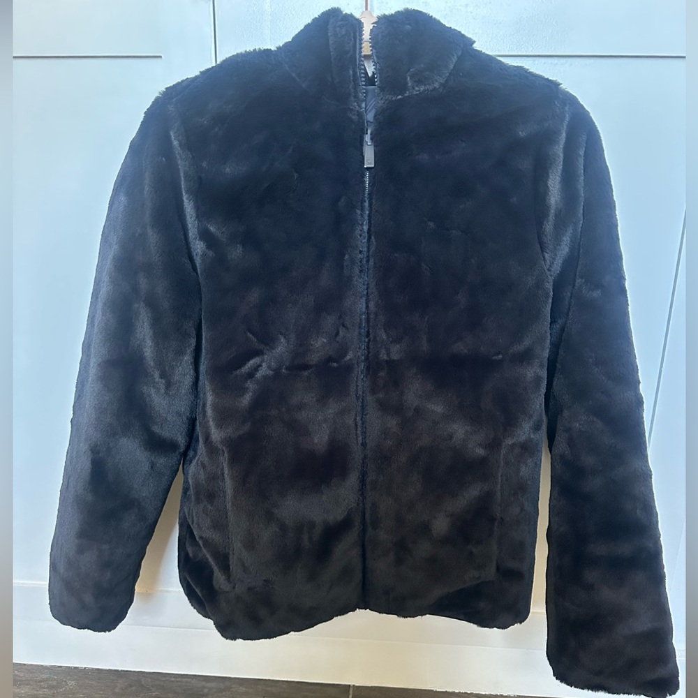 Abercrombie Kids Black, Reversible, Faux Fur, Puffer Coat